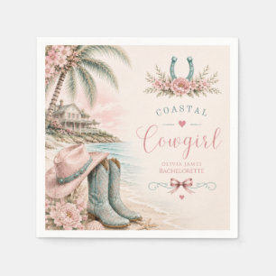 Aquarell, Küsten-Cowgirl-Junggesellinnen-Abschieds Serviette