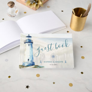 Aquarell-Küsten-Hochzeit in Neuengland Gästebuch
