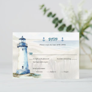 Aquarell-Küsten-Hochzeit in New England RSVP-Antwo Einladung