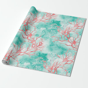 Aquarell-Küstenkorallenmuster Geschenkpapier