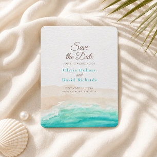Aquarell-Küstenstrand Save the Date Magnet