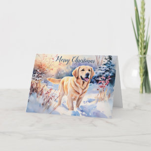Aquarell-Labradorhund im Schnee Frohe Weihnachten Karte