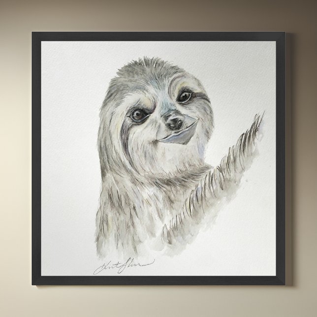 Aquarell lächelnder Faultier Poster (Von Creator hochgeladen)