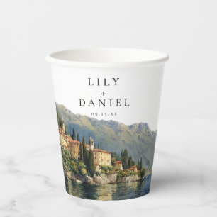 Aquarell-Lake-Como-Italien-Destination-Wedding Pappbecher