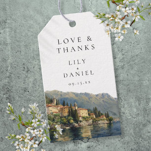 Aquarell-Lake-Como-Italienische-Hochzeit-Dankeschö Geschenkanhänger