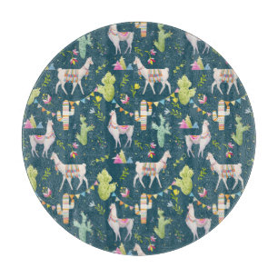 Aquarell-Lama-Flaggen-Muster Schneidebrett