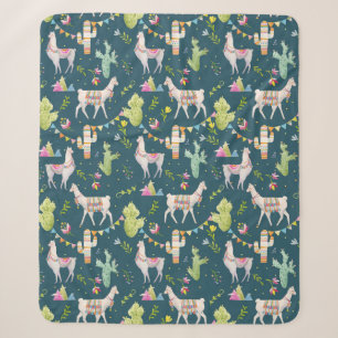 Aquarell-Lama-Flaggen-Muster Sherpadecke