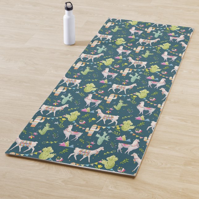 Aquarell-Lama-Flaggen-Muster Yogamatte (Beispiel)