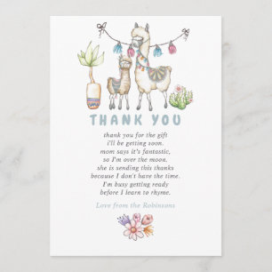 Aquarell-Lama-Themen-Baby-Shower-Dankeschön Dankeskarte
