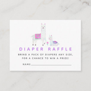 Aquarell-Lama-Themen-Baby-Shower-Windel-Raffle Begleitkarte