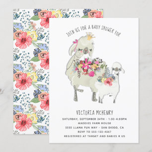 Aquarell-Lamamamma-Babyparty-Einladung Einladung