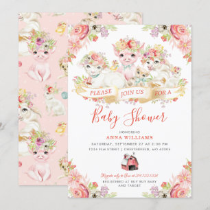 Aquarell-Land-Vieh-Babyparty Einladung