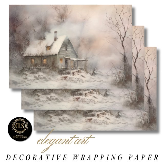 Aquarell-Landschaft Cottage Geschenkpapier Set (Wrapping Paper – Watercolor Cottage Landscape)