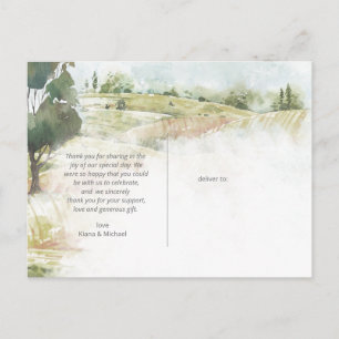 Aquarell-Landschaft Danke Schön Mintgrün ID786 Ankündigungspostkarte