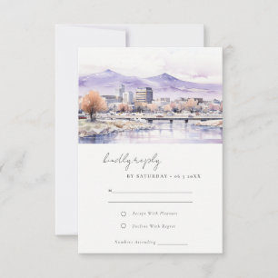 Aquarell-Landschaft-Hochzeit in Boise, Idaho RSVP Karte