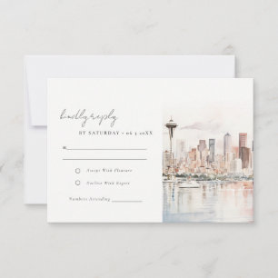 Aquarell-Landschaft-Hochzeit in Seattle, Washingto RSVP Karte