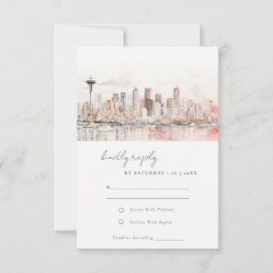Aquarell-Landschaft-Hochzeit in Seattle, Washingto RSVP Karte