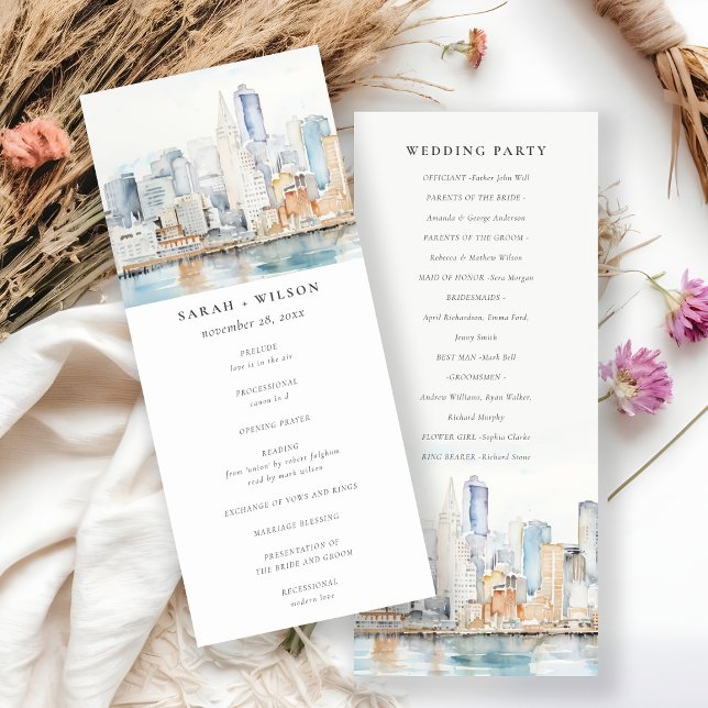 Aquarell-Landschaft Hochzeitsprogramm San Francisc Einladung (Von Creator hochgeladen)