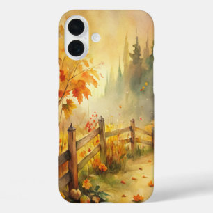Aquarell-Landschaft im rustikalen Herbststil  iPhone 16 Plus Hülle