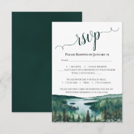 Aquarell-Landschaft Lake Tahoe Rustikale Hochzeit RSVP Karte