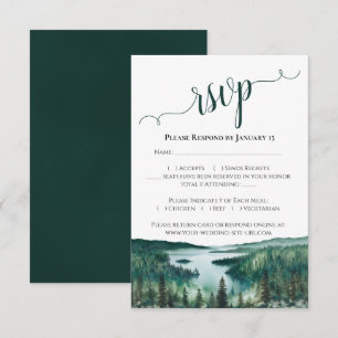 Aquarell-Landschaft Lake Tahoe Rustikale Hochzeit RSVP Karte