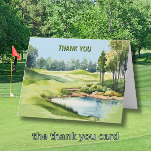 Aquarell-Landschafts-Golf-Themen-Erwachsener-Gebur Dankeskarte
