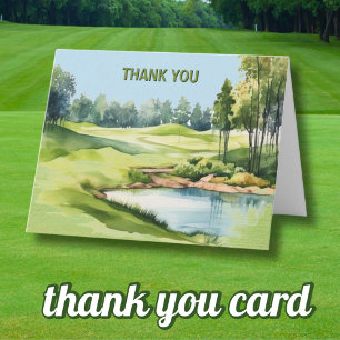 Aquarell-Landschafts-Golf-Themen-Erwachsener-Gebur Dankeskarte