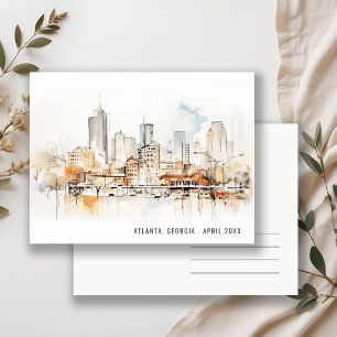 Aquarell-Landschafts-Hochzeit in Atlanta Georgia Postkarte