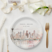 Aquarell-Landschafts-Hochzeit in Seattle, Washingt
