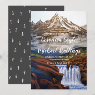 Aquarell-Landschafts-Hochzeitseinladung Montana Einladung