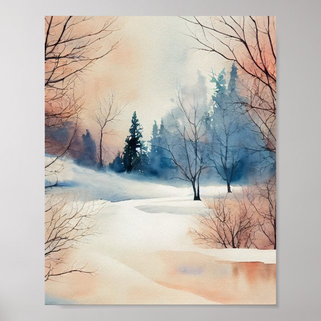 Aquarell-Landschaftsposter Poster (Vorne)