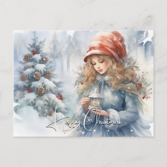 Aquarell Lantern Weihnachtsgebäck Feiertagspostkarte (Vorderseite)