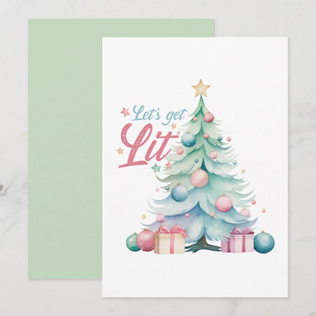 Aquarell Lasse Weihnachtsbaum erhalten Einladung (Vorne/Hinten)