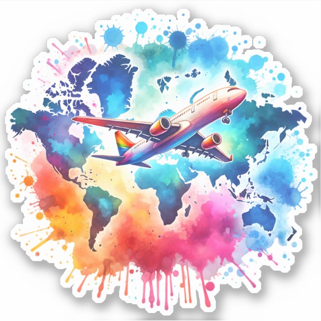 Aquarell Lassen Sie uns das Weltdesign erleben Aufkleber (Vorderseite)