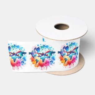 Aquarell Lassen Sie uns das Weltdesign erleben Satinband