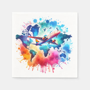 Aquarell Lassen Sie uns das Weltdesign erleben Serviette