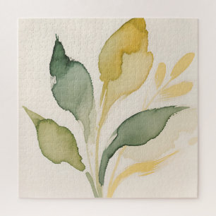 Aquarell-Laub Blätter Salbei Gold