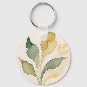 Aquarell-Laub Blätter Salbei Gold Schlüsselanhänger