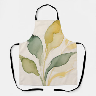 Aquarell-Laubblätter Salbei Gold Schürze