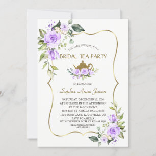 Aquarell Lavendel Blume Goldene Bridal Party Einladung