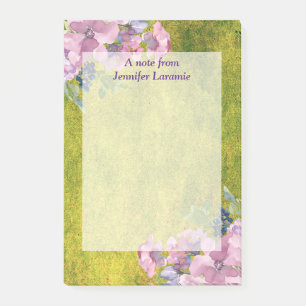 Aquarell-Lavendel-Blumen auf Olivgrün Post-it Klebezettel