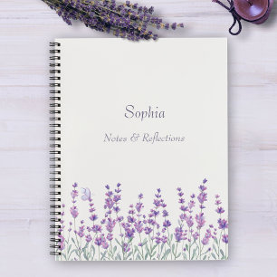 Aquarell-Lavendel-Blumen-Violette-Rand-Notizbuch Notizbuch