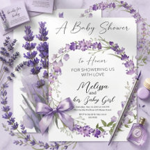 Aquarell-Lavendel-Blumenkranz-Baby-Shower