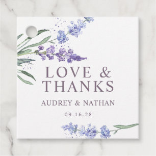 Aquarell-Lavendel-Blumenliebe- und Dankeschön-Hoch Geschenkanhänger