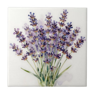 Aquarell-Lavendel-Blumenstrauß Fliese