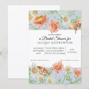 Aquarell Lavendel Coral Floral Brautparty Einladung