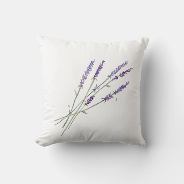 Aquarell-Lavendel-Entwurfs-Kissen Kissen (Vorderseite)