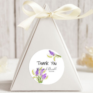 Aquarell-Lavendel und grüne Blumenmotive Runder Aufkleber
