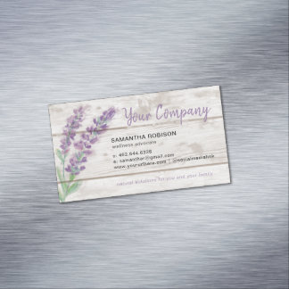 Aquarell-Lavendel und Holz-ätherisches Öl Magnetische Visitenkarte