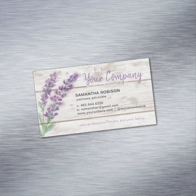 Aquarell-Lavendel und Holz-ätherisches Öl Magnetische Visitenkarte (Beispiel)